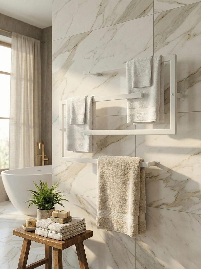 Modern Stainless Steel Towel Rack | Space-saving Bathroom Organizer - Etsy