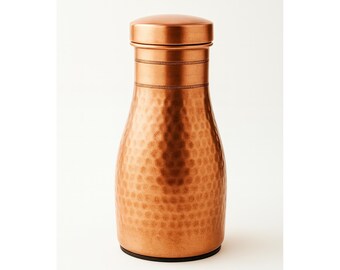 Pure Copper Bedroom Water Bottle – 950 ML | Handmade Ayurvedic Bottle | Floral & Hammered Designs