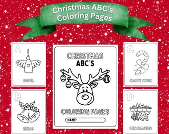 Páginas para colorear del alfabeto navideño, libro de actividades navideñas (descarga digital)