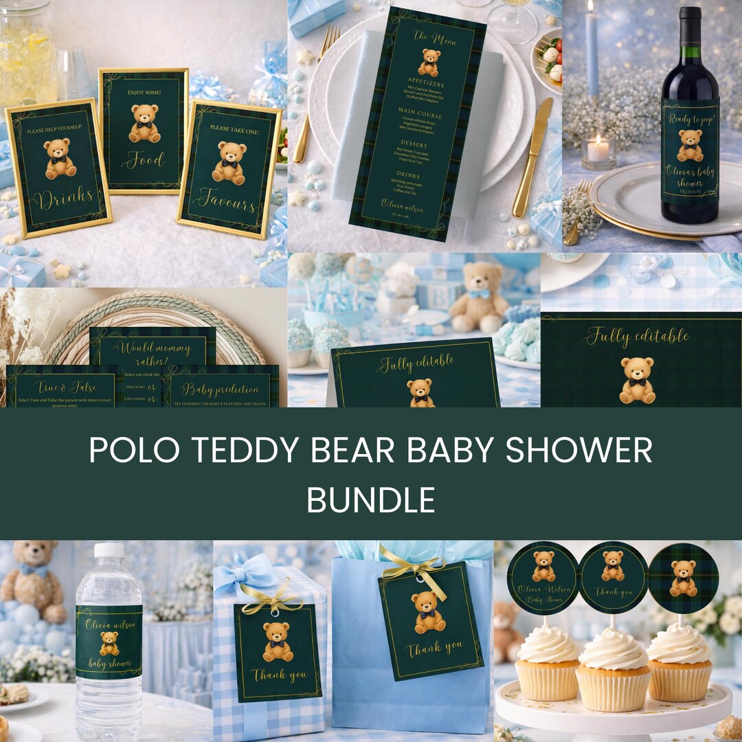 Polo Teddy Bear Baby Shower Bundle,classic Polo Ralph Lauren Baby ...