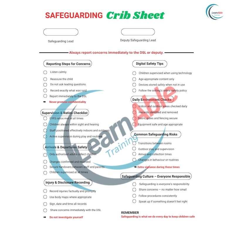 Safeguarding Crib Sheet - Printable - Etsy