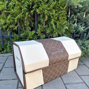Eco Leather Trunk Organizer Gift Set, Brown Organizer + Bonus 2 Free Pillows image 15