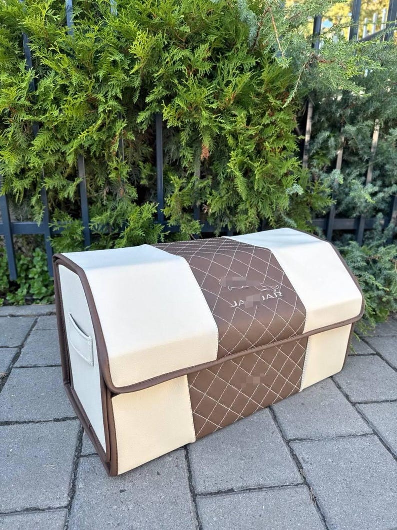 Eco Leather Trunk Organizer Gift Set, Brown Organizer + Bonus 2 Free Pillows image 15