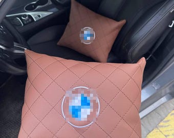 Luxury Car Cushion – Eco Leather Pillow, Custom Embroidery, Neck & Back Support