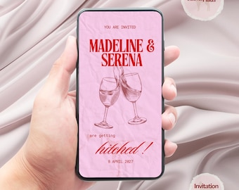 Modern Pink Wedding Invitation | Editable Canva Template (Digital Download)