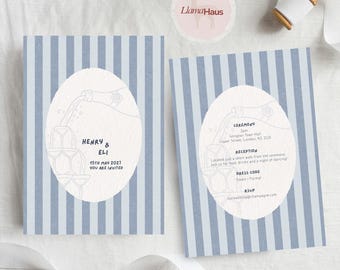 Modern Wedding Invitation Suite | Editable A5 Canva Template