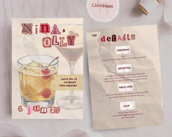 Vintage Wedding Invitation Suite | Editable Canva Template, Save The Date (A5 Invitation)