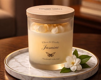 Bougie au jasmin 100 % cire de soja fondante - Compatible avec une lampe chauffante