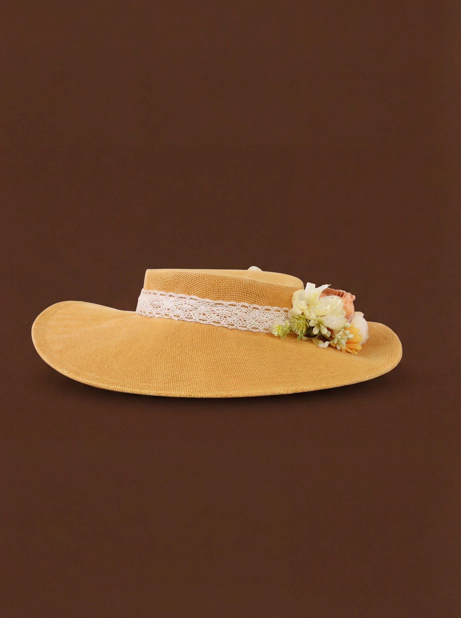 Cream Wide Brim Hat Wedding - Etsy display picture 1