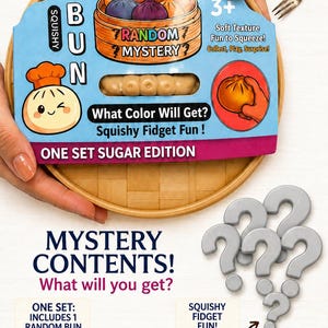 Mystery Bun Squishy Toy, Random Steamed Bun Blind Box, Cute Food Fidget Toy, Kawaii Stress Relief Toy, Kids Party Favor Gift