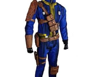 Conjunto de traje de Fallout Vault / Disfraces de cosplay de Vault 33 y Vault 101 con cinturón de cuero, atuendo para gamers.