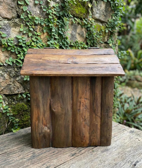 Teak Wood Mailbox Waterproof Outdoor | Handmade Rustic Wooden Mailbox for Farmhouse Home Decor