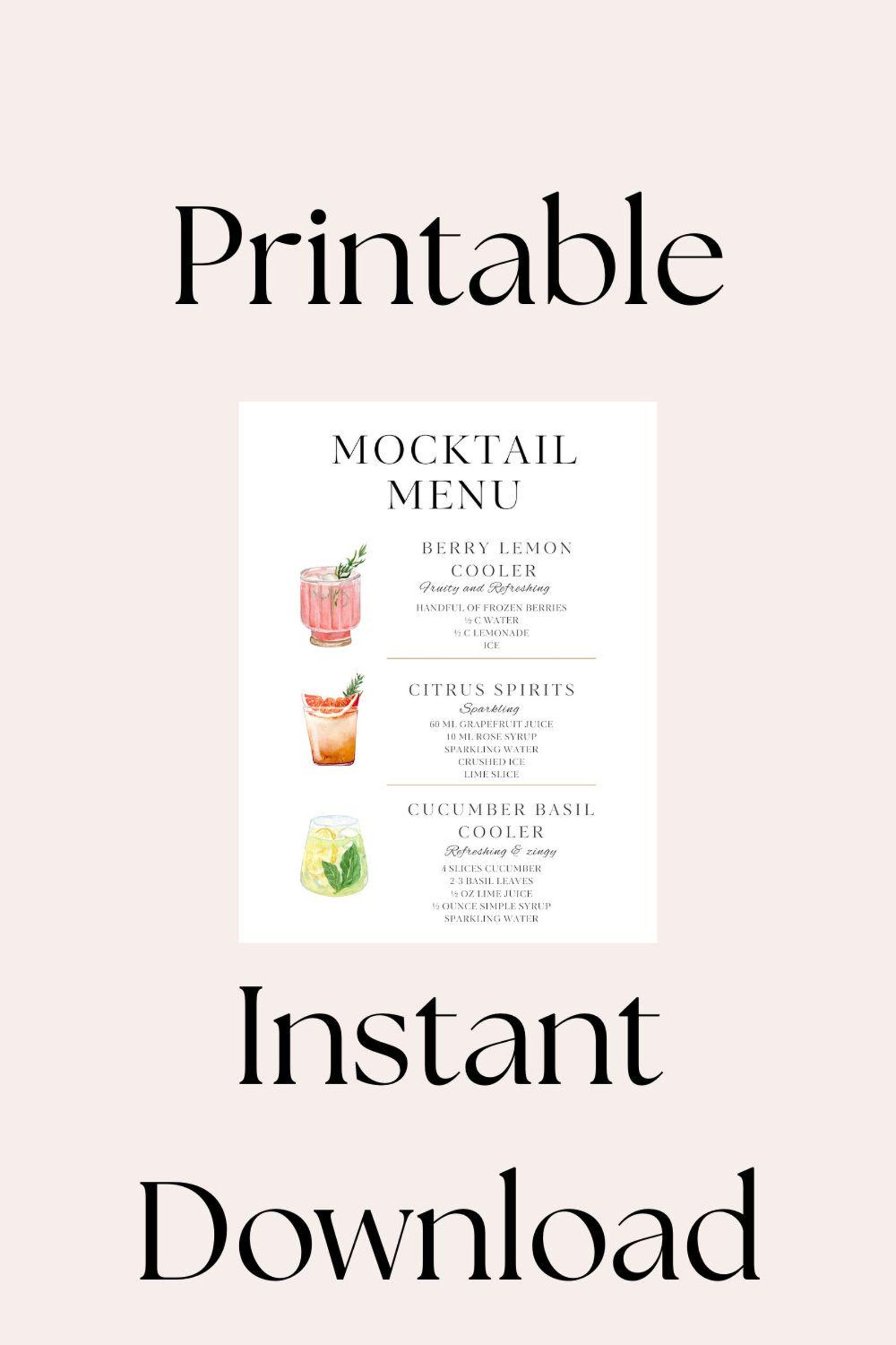Graduation Party Drink Menu Printable | Mocktail Menu Sign, Graduation ...