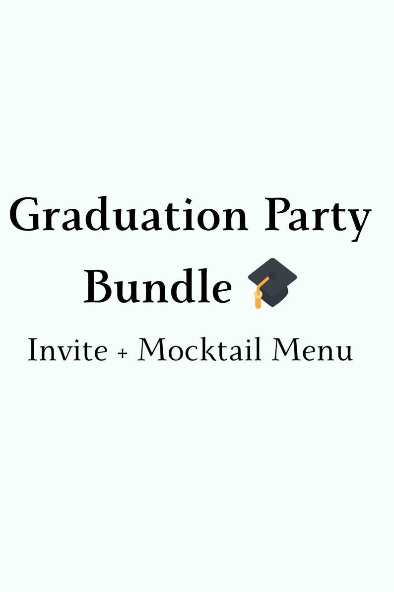 Graduation Invitation Template + Mocktail Menu Bundle Editable Canva ...