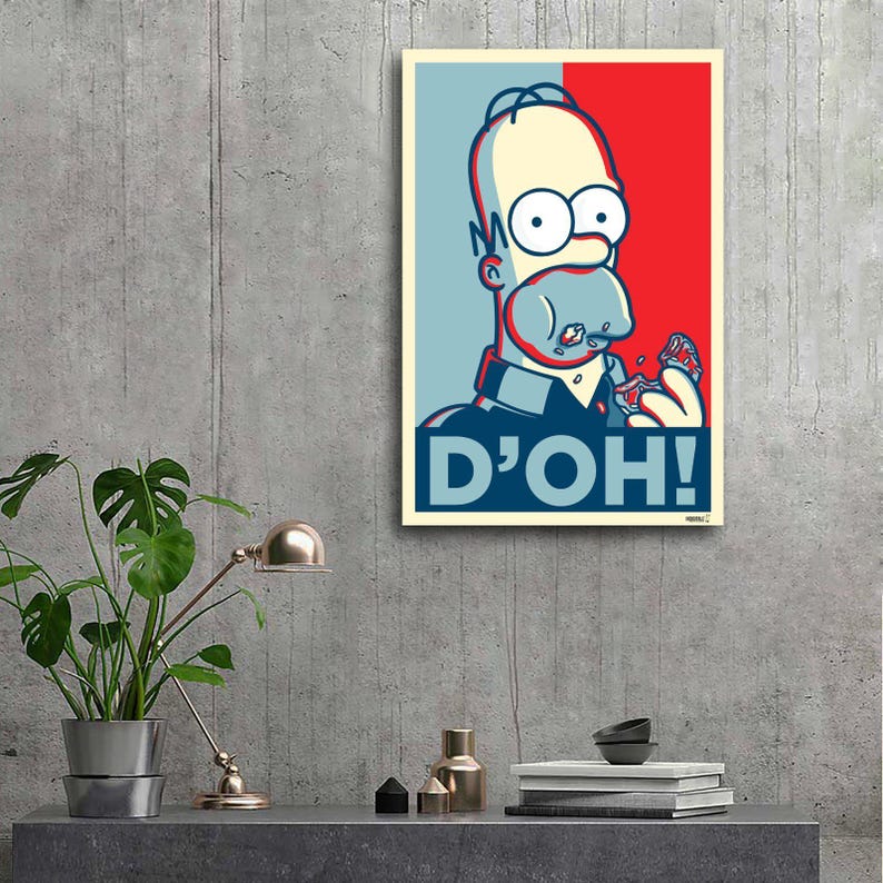 Simpsons Cartoon Vintage Canvas Wall Art Poster Picture Print Living ...