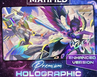 Holographic Foil Kayle vs Morgana Playmat – Vendetta Riftbound League of Legends TCG Customized Matified