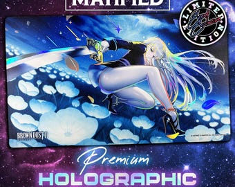Holographic Foil Brown Dust 2 Blade Young Lady Playmat - Customized Matified