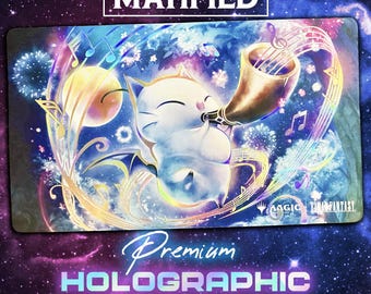 Holographic Foil Moogle Herald's Horn Playmat – Magic the Gathering Final Fantasy TCG Customized Matified