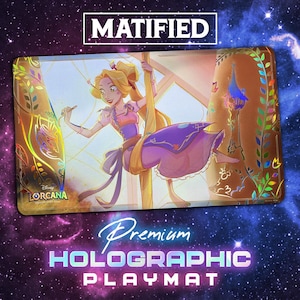 Custom Lorcana Holographic Foil Playmat – Rapunzel Gifted Artist – TCG Gaming Mat – Matified