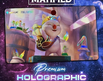 Holographic Foil Stiltzkin, Moogle Merchant Playmat – Magic the Gathering Final Fantasy TCG Customized Matified