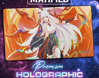 Holographic Foil Lunar New Year Irelia Playmat (Chinese Exclusive) – Spiritforged Riftbound League of Legends TCG Customized Matified
