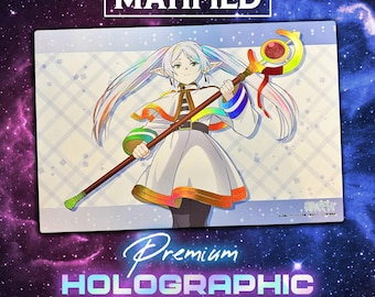 Holographic Foil Frieren: Beyond Journey's End Playmat – 20i.5n x 13.5in Japanese Playmat Customized Matified