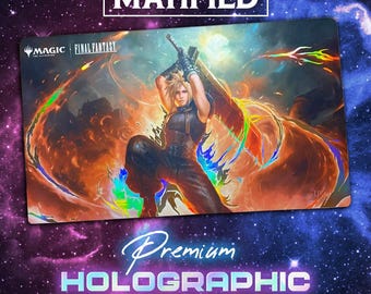 Holographic Foil Cloud Ex-SOLDIER Playmat – Magic the Gathering Final Fantasy TCG Customized Matified
