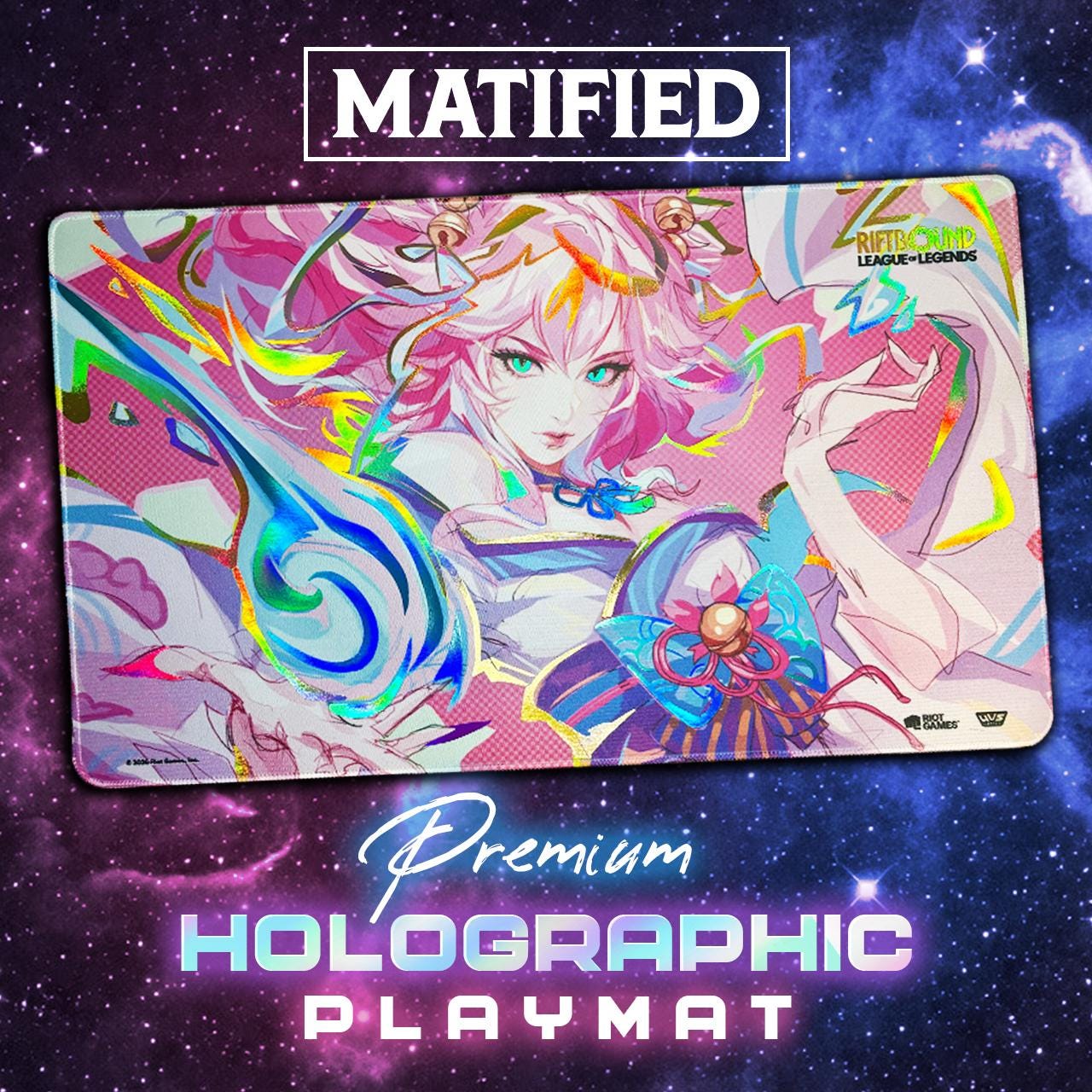 Holographic Foil Ahri Inquisitive Playmat – Spiritforged Riftbound