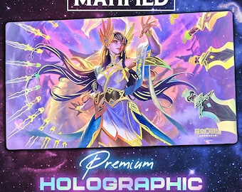 Holographic Foil Divine Sword Irelia Playmat – Riftbound Spiritforged Chinese Exclusive League of Legends TCG Custom Matified
