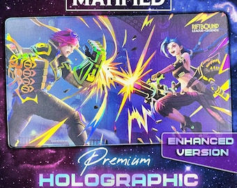 Holographic Foil Vi vs Jinx Playmat – Vendetta Riftbound League of Legends TCG Customized Matified