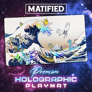 Holographic Foil Great Wave Pikachu & Friends Playmat – Pokemon TCG Customized Matified