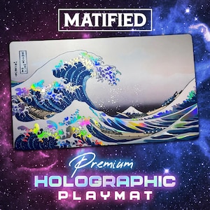Holographic Foil Japanese Great Wave Playmat Customized Matified