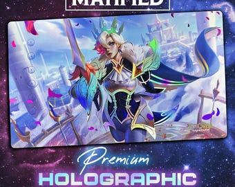 Holographic Foil Battle Queen Fiora Playmat – Riftbound Spiritforged Chinese Exclusive League of Legends TCG Custom Matified