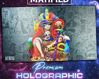 Holographic Foil King Of Pirates Monkey D Luffy Playmat – One Piece TCG Customized Matified