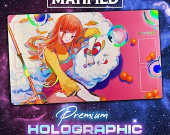 Holographic Foil Nami Zeus Playmat – One Piece TCG Customized Matified