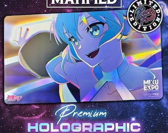 Holographic Foil Hatsune Miku Flight 10th Anniversary  Playmat – Magic The Gathering TCG Customized Matified