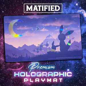 Holographic Foil Mythical Eevee & Umbreon Twilight Playmat – Pokemon TCG Customized Matified