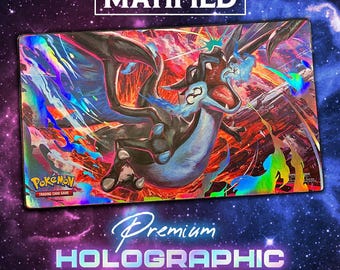 Holographic Foil Phantasmal Flames Charizard MEGA X Playmat – Pokemon TCG Customized Matified