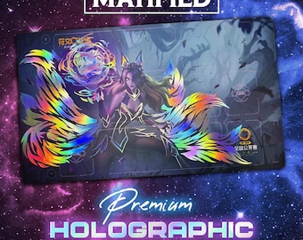 Holographic Foil Ahri Playmat (Chinese Limited Exclusive) – Riftbound League of Legends TCG Customized Matified