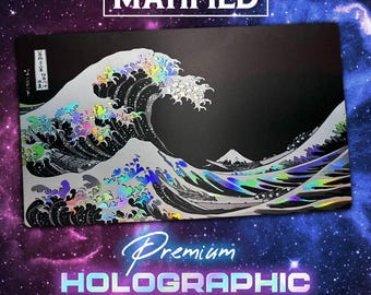 Holographic Foil Midnight Japanese Great Wave Playmat Customized Matified