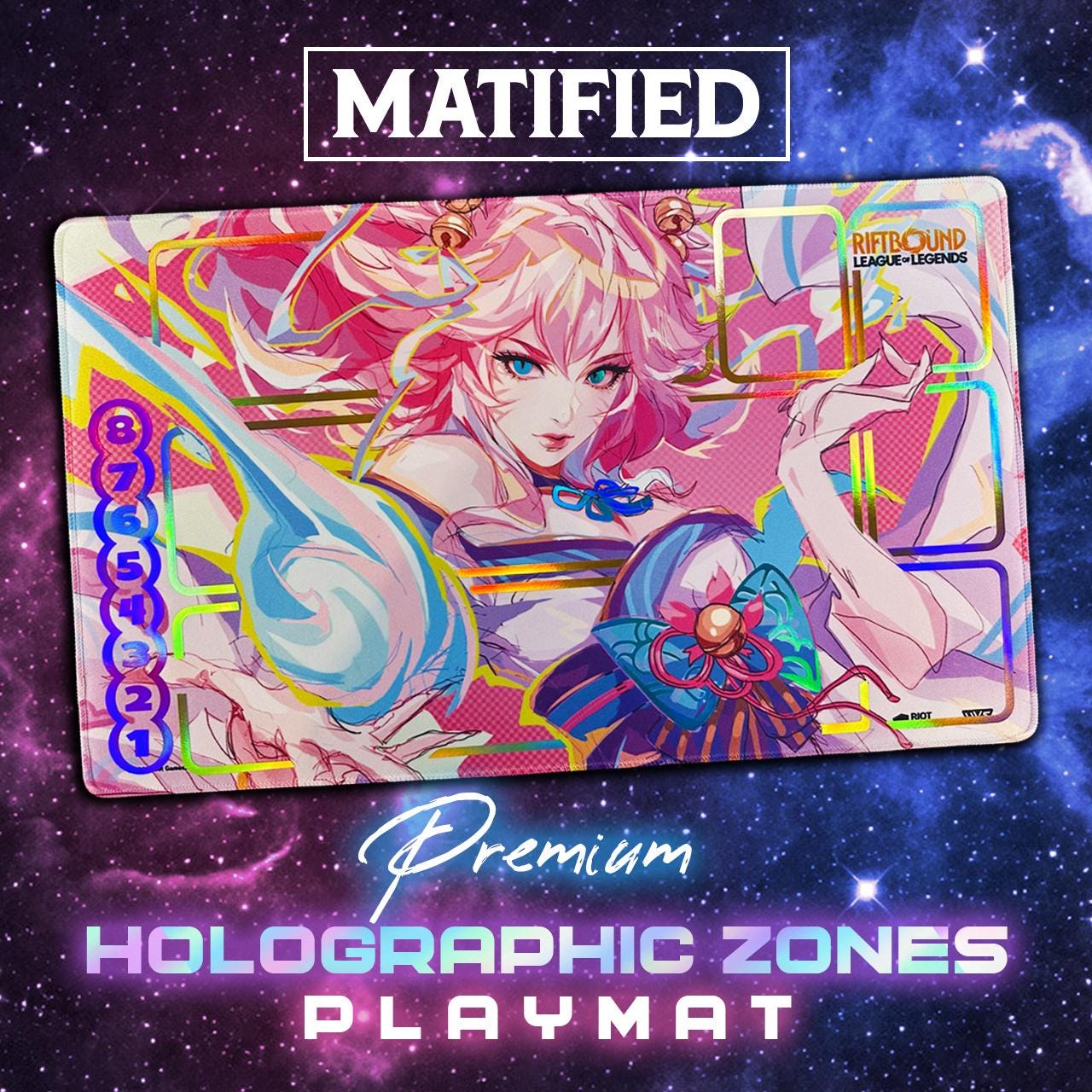 Holographic Foil Ahri Inquisitive Playmat – Spiritforged Riftbound