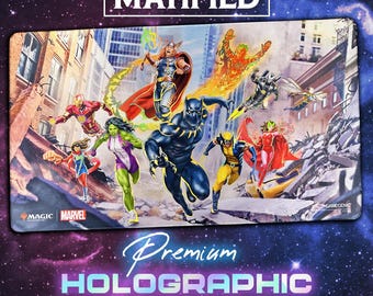 Holographic Foil Shiny Marvel Super Heroes Playmat – Magic the Gathering Marvel Super Heroes TCG Customized Matified