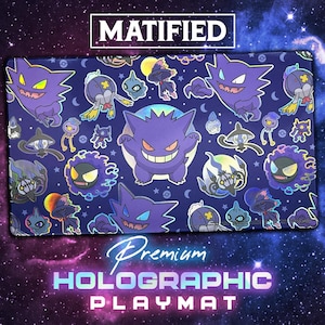 Holographic Foil Gengar Ghostly Gathering Playmat – Pokemon TCG Customized Matified
