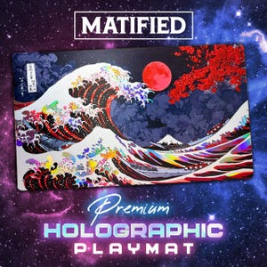 Holographic Foil Twilight Blossoms Japanese Great Wave Playmat Customized Matified