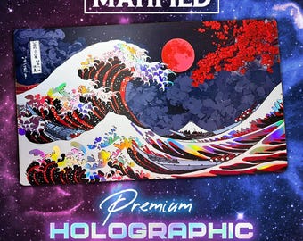 Holographic Foil Twilight Blossoms Japanese Great Wave Playmat Customized Matified