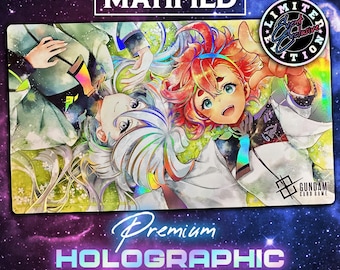 Holographic Foil Suletta & Miorine (EVX-02) Playmat – Gundam Card Game Customized Matified