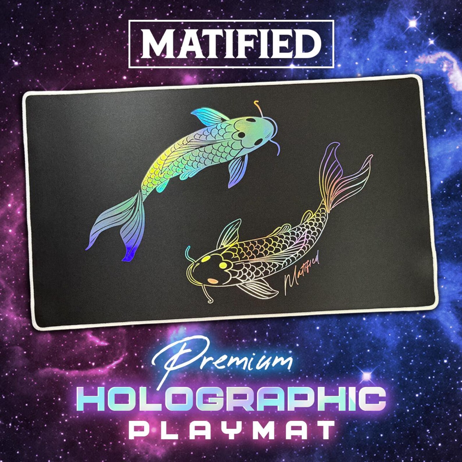 Holographic Foil Japanese Koi Fish Playmat Customized Matified ...