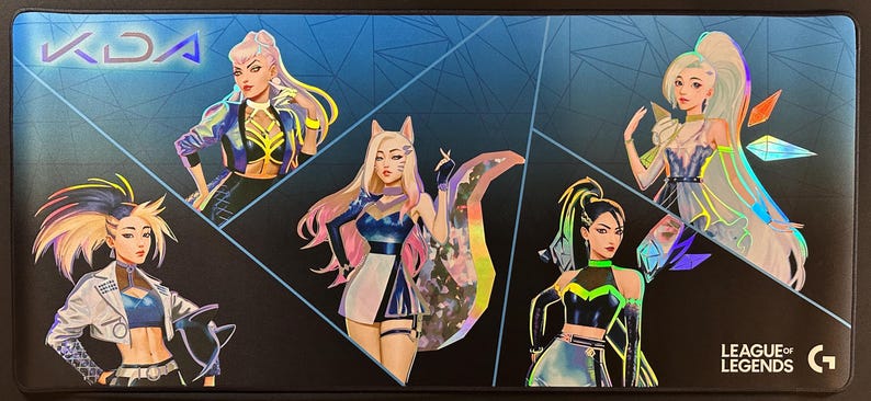Holographic Foil KDA Deskmat – League of Legends Customized Matified ...