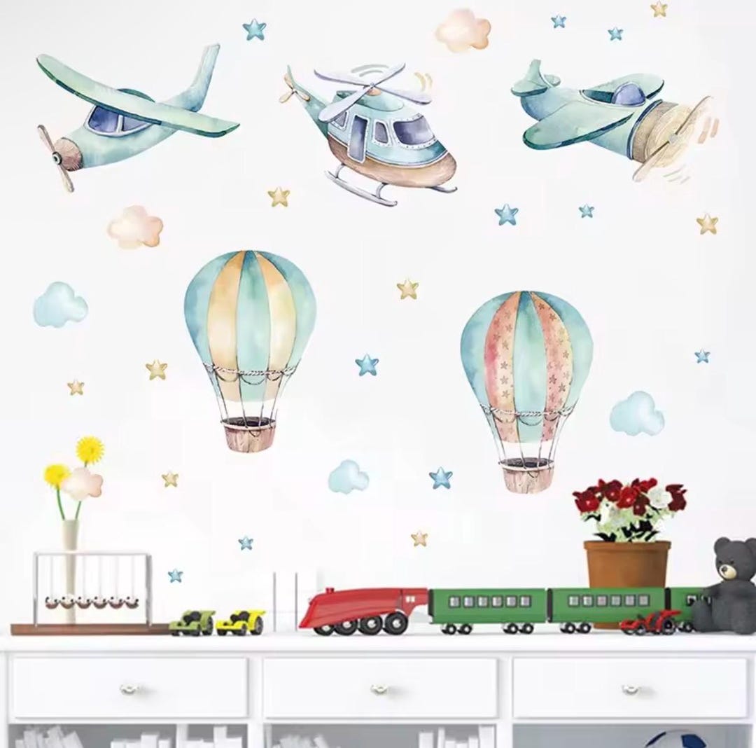 Cartoon Hot Air Balloon Animals Wall Decal | Removable Kids Room, Boy ...