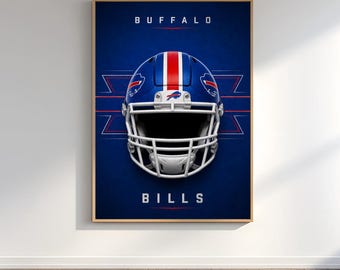 Buffalo Bills Poster, Football Helmet Wall Art, NFL Poster, Man Cave Decor, Bills Fan Gift, Printable Poster